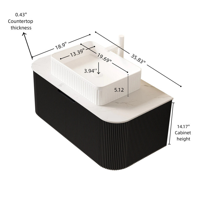 Lavabo et meuble-lavabo Dina, Noir, Blanc