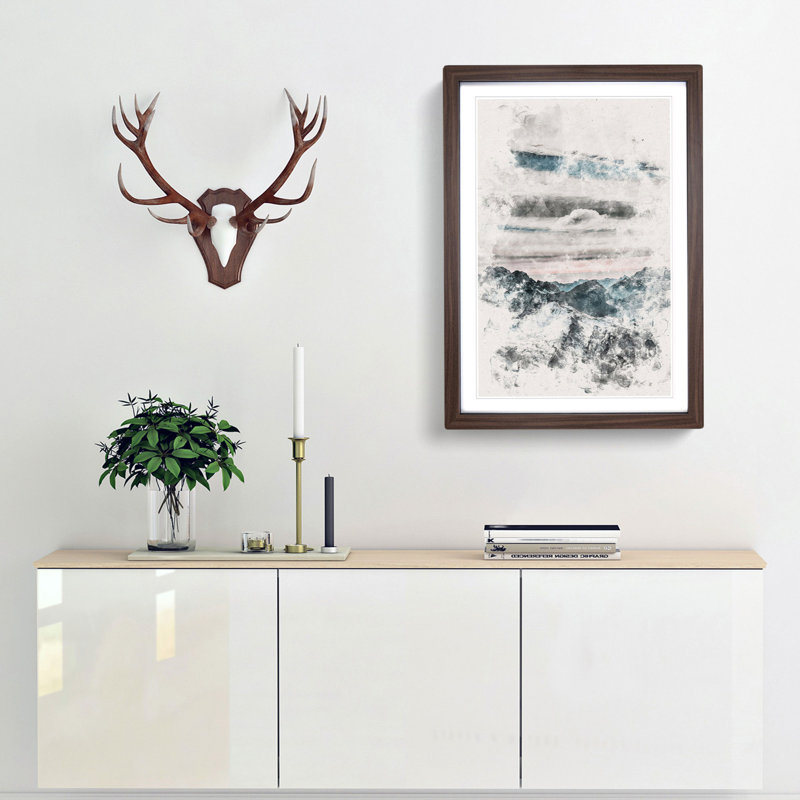 Mountain Clouds - Picture Frame Painting Print, 45cm H x 33cm W x 2cm D, Walnut Framed