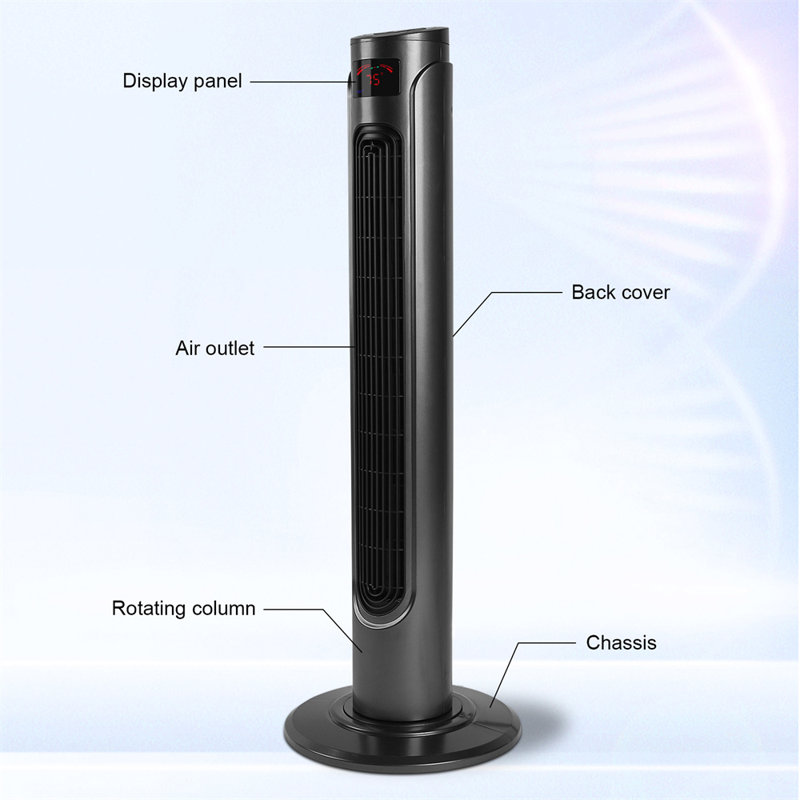 Efficiency Cooling Tower Fan With 3 Speed Settings And 15 Hour Timer, 70 Degree Auto Oscillating With Remote