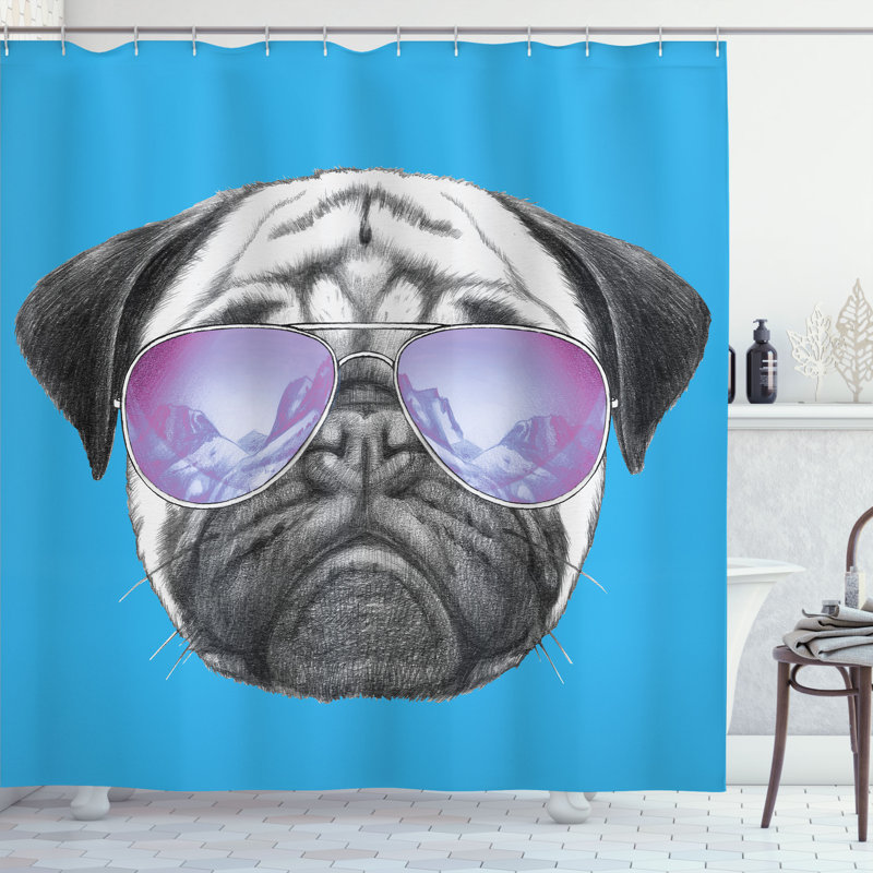 Ensemble de rideau de douche et crochets carlin, H 84 po x l 69 po, Bleu ciel