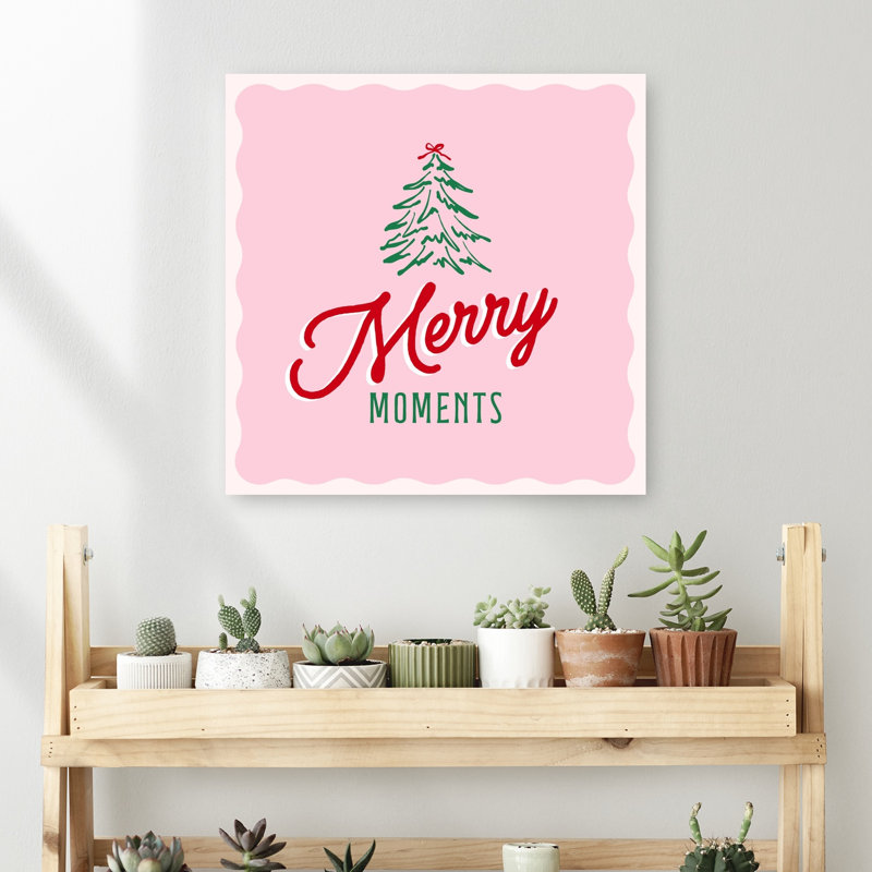 Merry Moments Christmas Tree Abstract Contemporary Christmas Tree Winter Landscape Wall Art Print 1 Piece Wrapped Canvas Wall Art