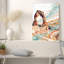 «Desert Rock Arch» avec toile tourbillonnante sur fond bleu et orange-133914553