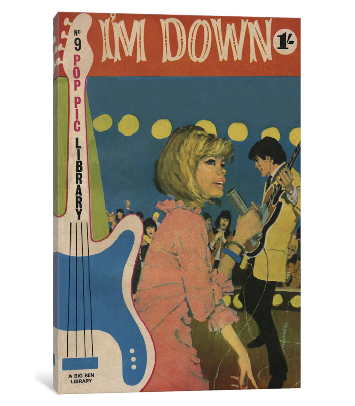 « i is down », affiche rétro sur toile, H 18 po x l 12 po x P 1,5 po