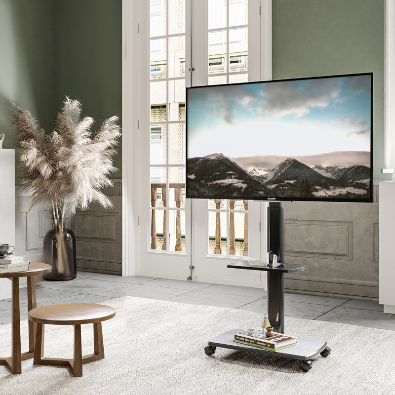 Abbing 32-70 inch TVs with Height Adjustable Swivel Floor TV Stand, Black