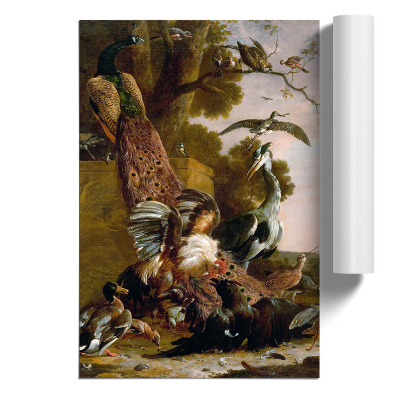 The Raven Robbed Of The Feathers by Melchior D'Hondecoeter - No Frame Painting, 42cm H x 30cm W x 0.1cm D