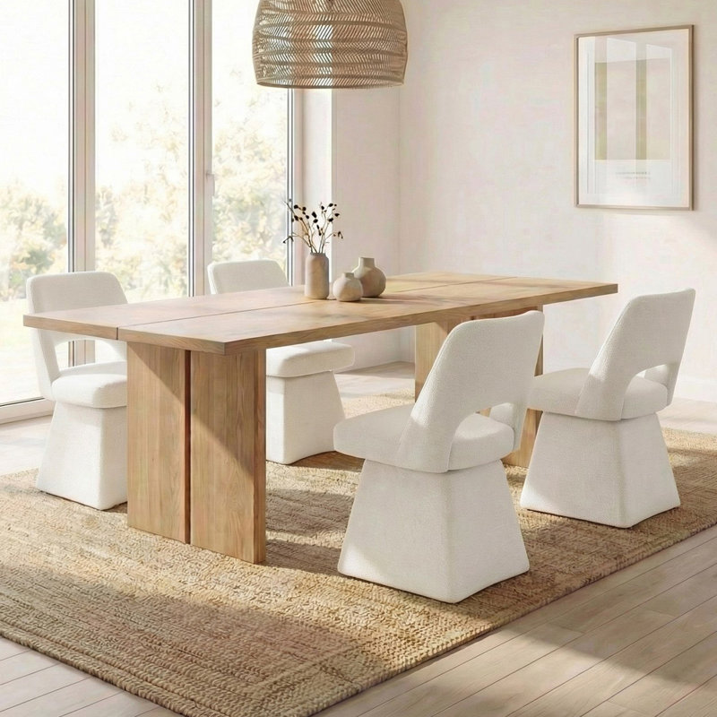 Upholstered Swivel Dining Chair Set Of 4, Beige, 4