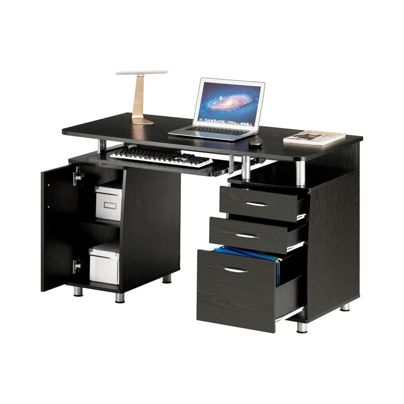 47.25" Ergonomic Computer Drawers & File Cabinet For Home Office Storage, Writing Desk