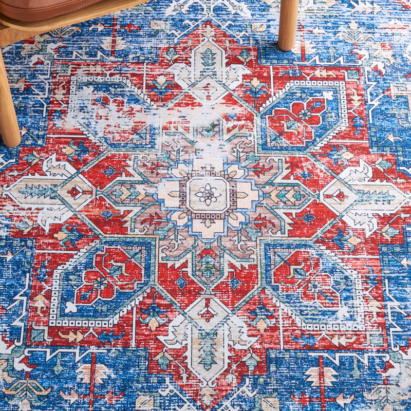 Tapis oriental bleu / rouge Sonia, Tapis de couloir 2 pi 6 po x 16 pi
