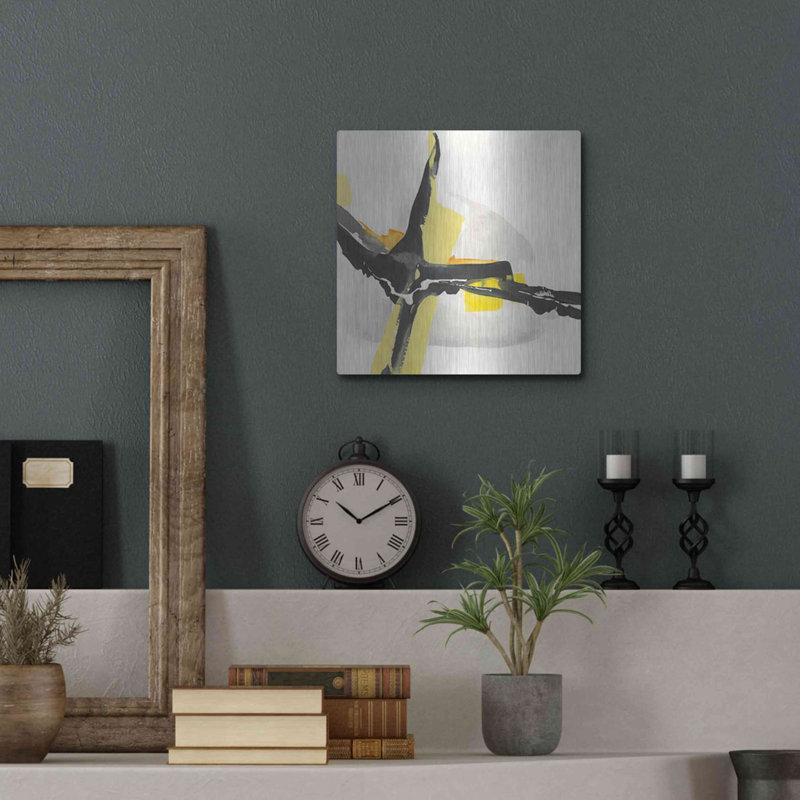 Ivy Bronx «Creamy Yellow I» par Chris Paschke, art mural en métal, H 12 po x l 12 po