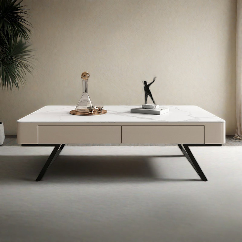 Table de bout simple simple, Beige/noir