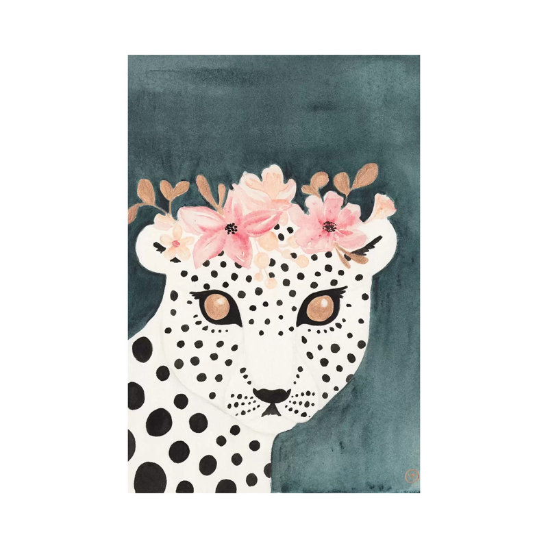 Flower Crown Leopard by CreatingTaryn - Wrapped Canvas Painting, 30.48cm H x 20.32cm W x 1.91cm D