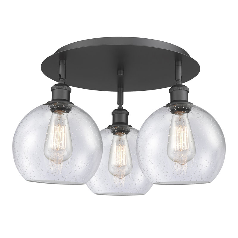 Ellington Glass Flush Mount, Seedy, Matte Black