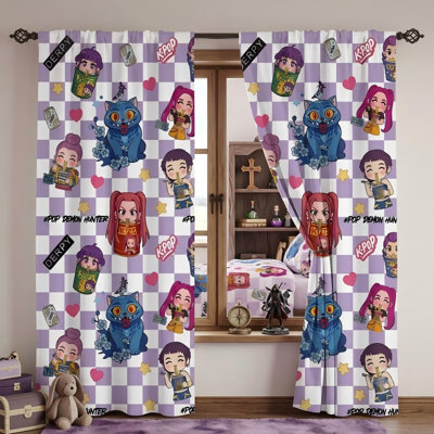 82 x 63inch Kpop Demon Hunters Window Curtains for Kids Bedroom Decor Set