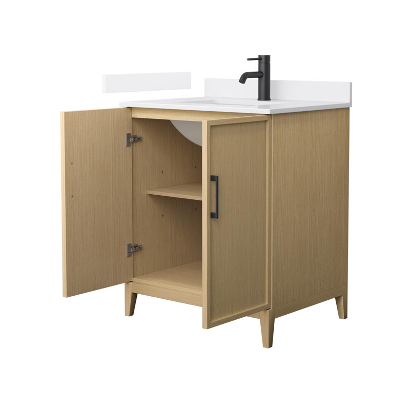 Elan 30'' W Vanity, Tan, Matte Black, Carrara Cultured Marble