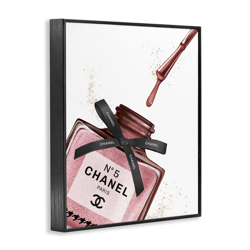 «Makook Nail Vernis Brush Drip Pink Fashion Design», impression, H 14 po x l 11 po, Giclée encadrée noir minuit