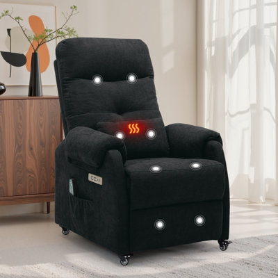 Recliner Chair , Electric Recliner With Heat And Massage, Recliners With Wheels, Swivel Recliner With Usb Ports, Side Pockets