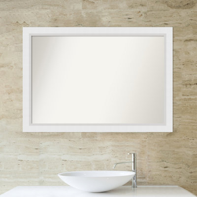 Blanco White Wood Bathroom Vanity Non-Beveled Wall Mirror