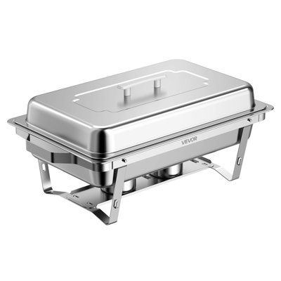 Chafing Dishes for Buffet Set, 9QT Stainless Steel Chafer, for Banquet Party Wedding, Rectangle Buffet Server and Warmer, with 6 Half Size Pans, Fuel Holder, and Foldable Stand