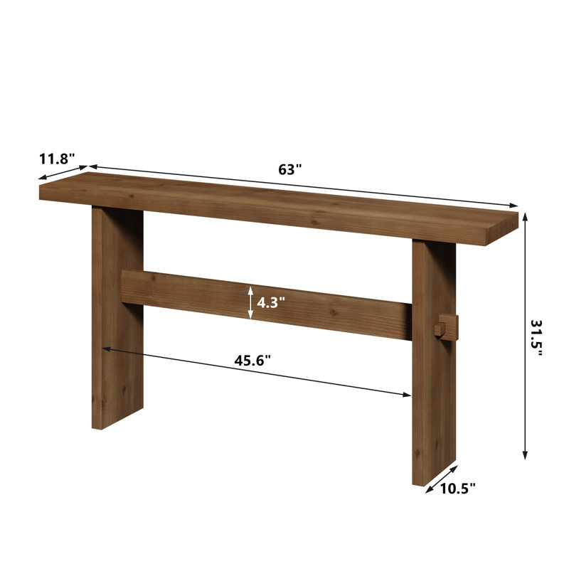 63" Solid Wood Console Table