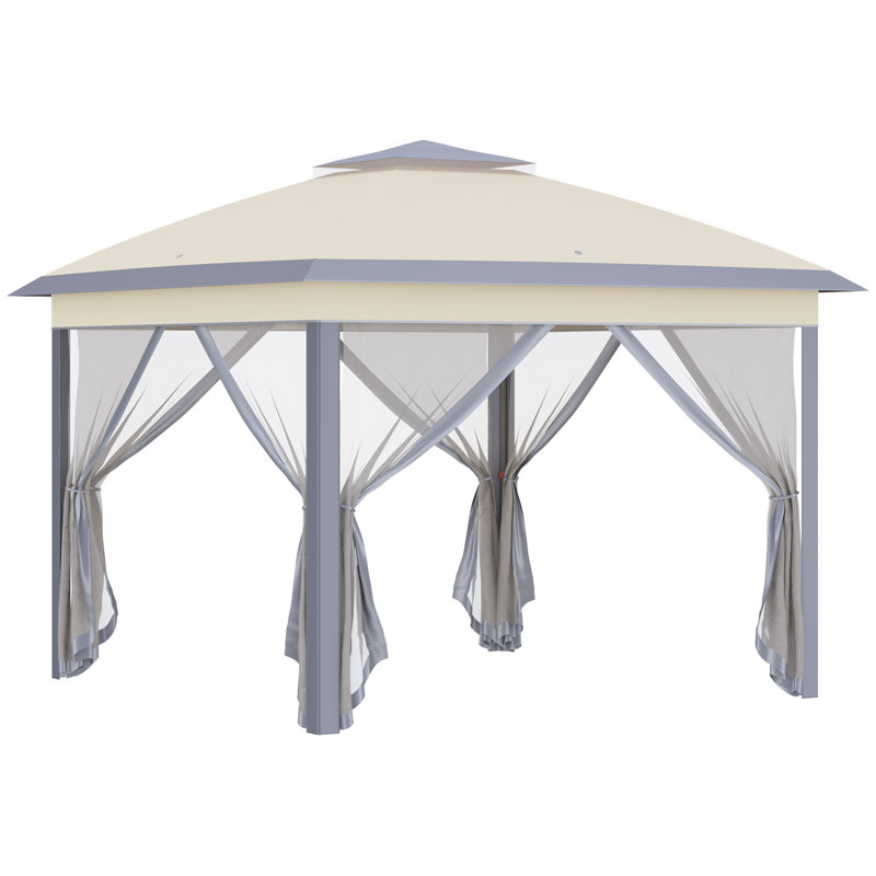 Atzhiry 3.3m x 3.3m Metal Pop-Up Gazebo, Beige