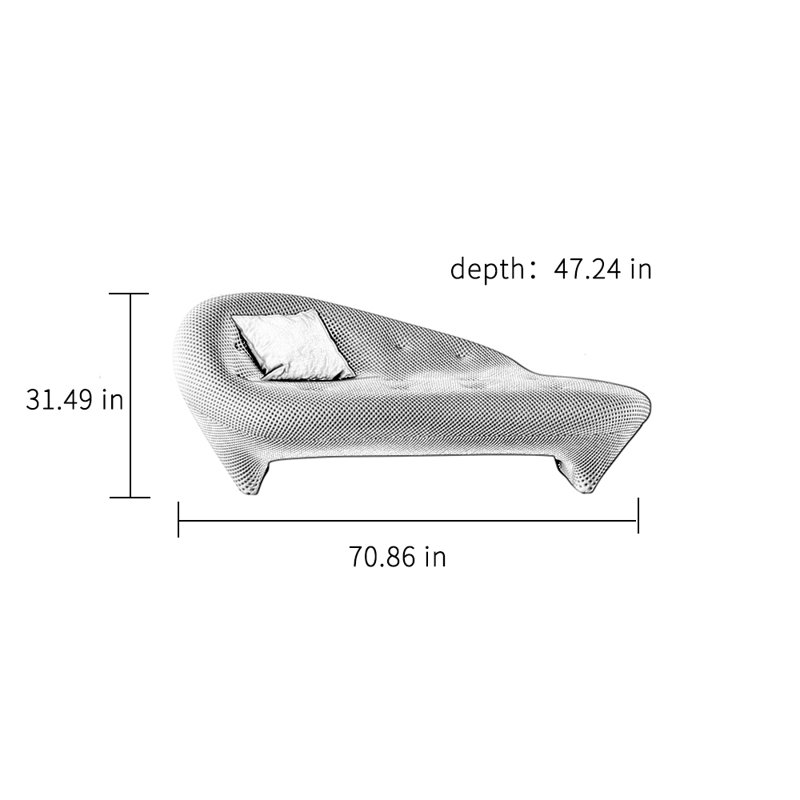 Chaise longue rembourrée Creative Simple Leisure Home, Gris foncé, Accoudoir à gauche (vu de face)
