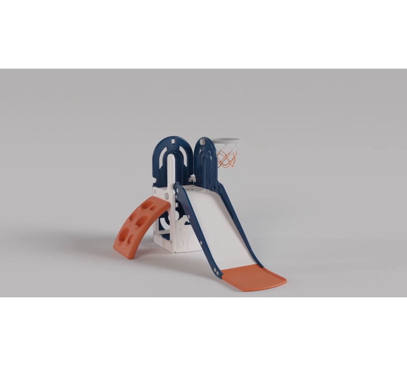 Pink and Orange 4-in-1 Toddler Slide with Basketball Hoop