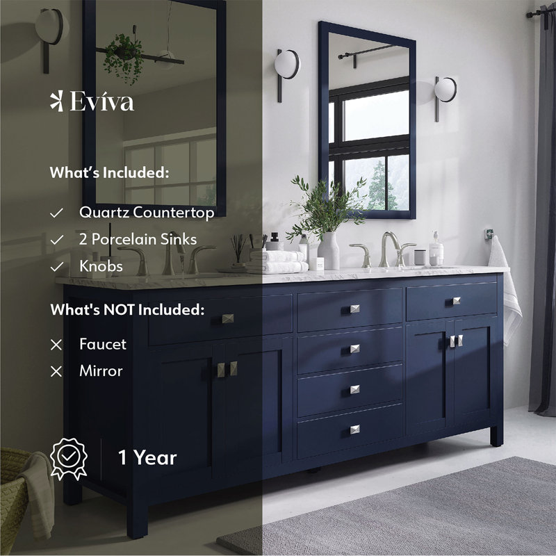Artemis 60" Blue Double Sink Vanity with Quartz Top