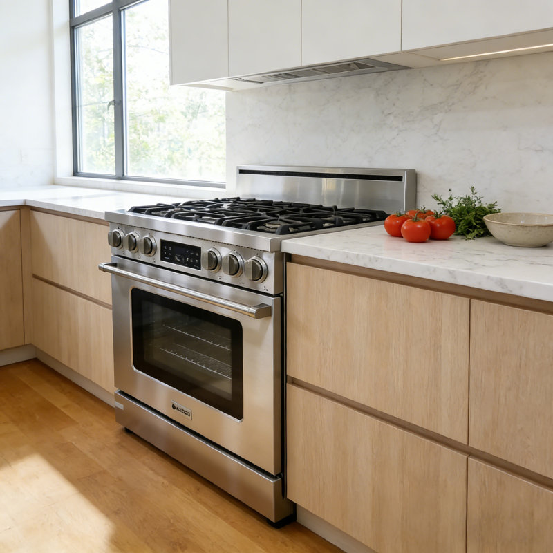 AOBOSI Cuisinière au gaz naturel à convection rétro de 36 po avec cuisinière à gaz autoportante de 6,0 pieds cubes