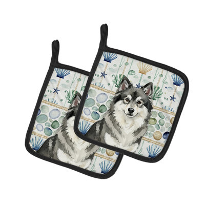 Paire de poignées en verre Keeshond