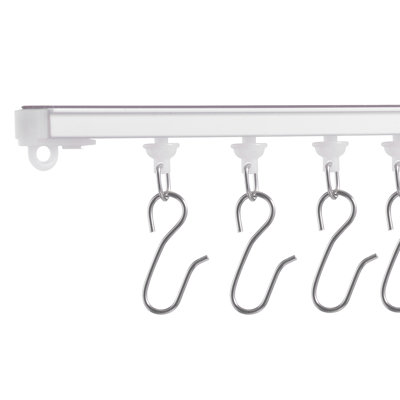 Ensemble de rail de rideau suspendu, 9,9 pi / 3 mètres, solution de rail de plafond sans perçage à coller pour rideaux, rail de rideau de cloison installé au plafond pour espace de détente avec fermoirs et raccords, blanc