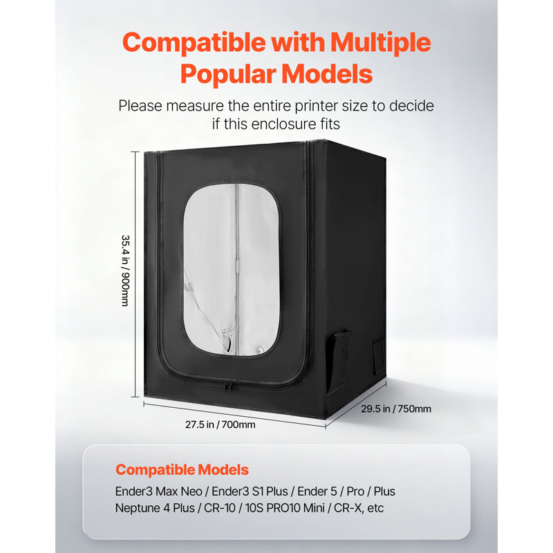 Boîtier pour imprimante 3D, grande tente pour imprimante 3D en tissu Oxford imperméable à l'eau, boîtier de protection à température constante avec éclairage DEL, compatible avec les modèles populaires Creality / ELEGOO / Anycubic