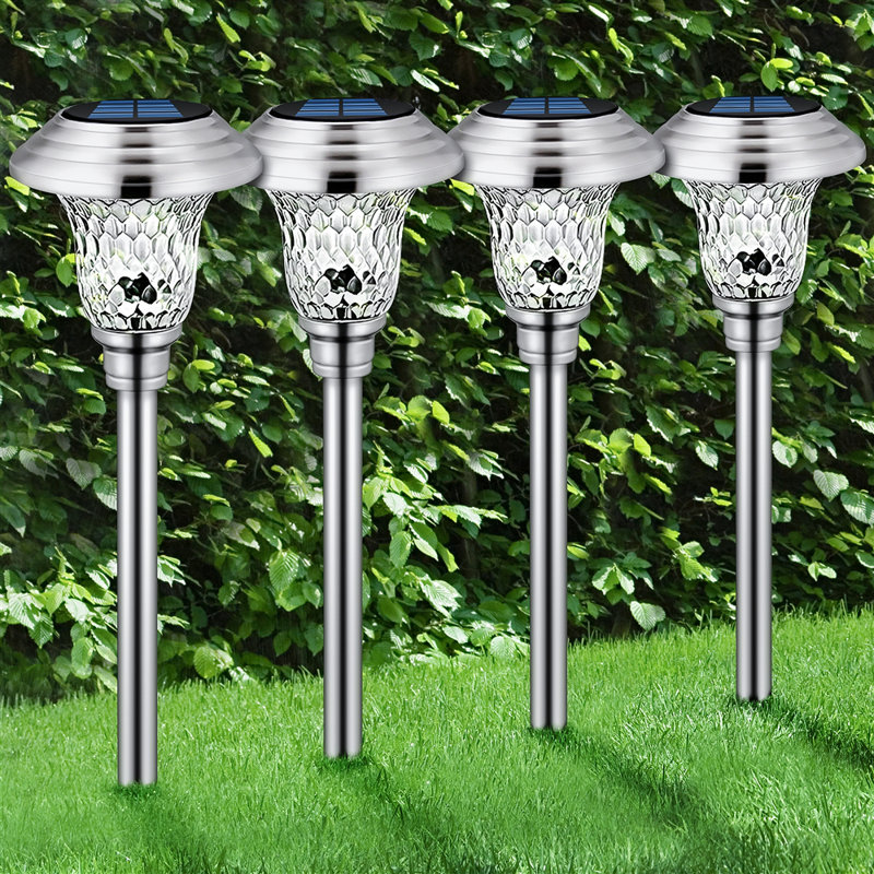 16.3 " Solar Powered Integrated LED Outdoor Floor Lamp, Silver