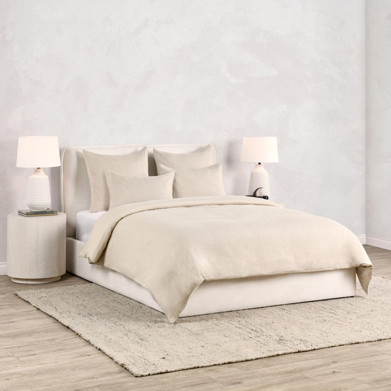 Jayson 3-Piece Linen Cashmere Blend Duvet Set, King Duvet Cover/Insert + 2 King Shams, Beige