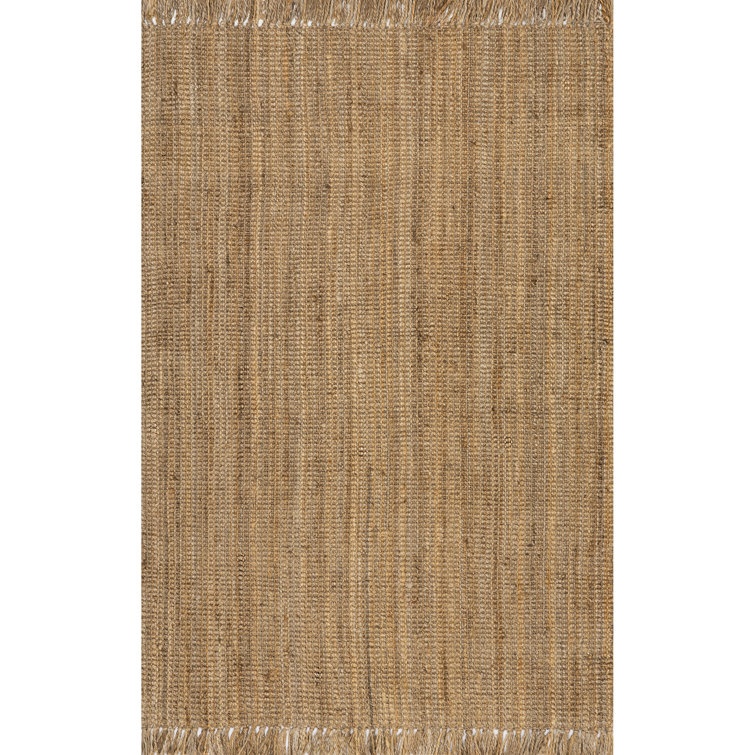 Tapis campagnard naturel en jute tissé à plat à la main Isalena