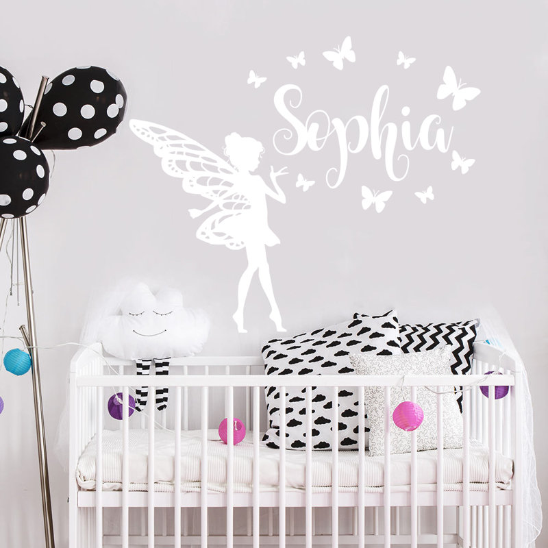 Décalcomanie murale chambre de bébé papillon, Blanc