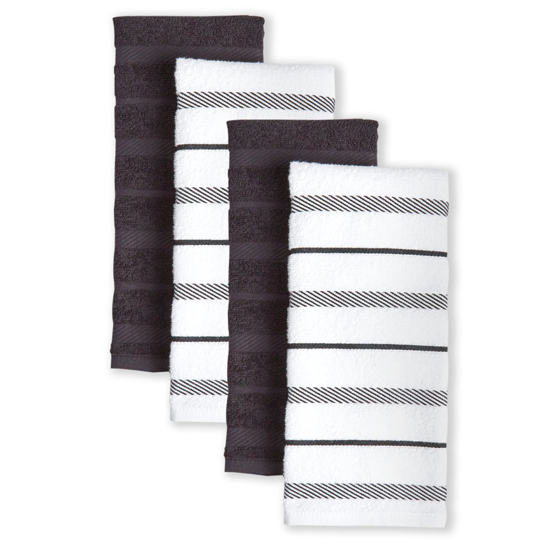 KitchenAid Albany Kitchen Towel 4-Pack Set, Black