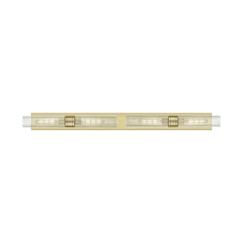 Ballston - Maliyah - 4 Light 51" Bath Vanity Light, Antique Brass, Striped Clear