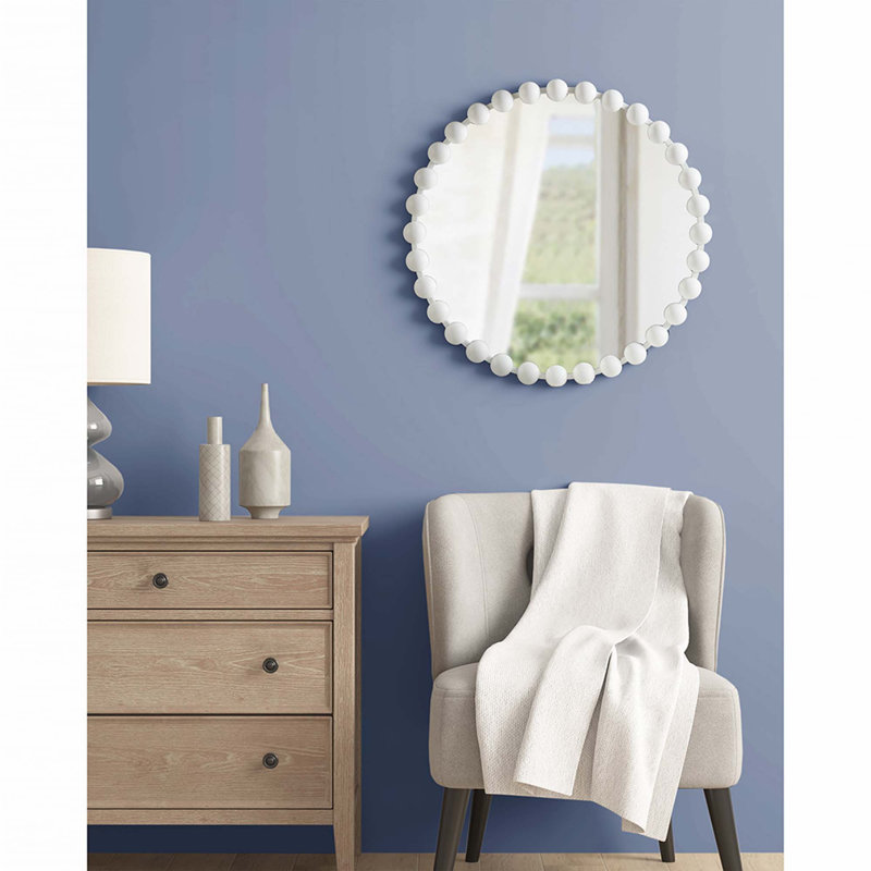 Miroir mural rond, 27 po x 27 po, Blanc