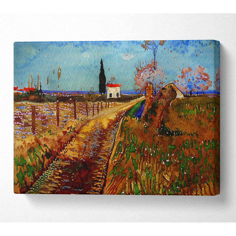 Path Through A Field With Willows by Van Gogh - Wrapped Canvas Print, 81cm H x 121.9cm W x 10cm D