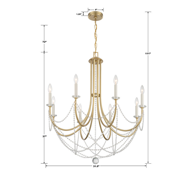 Lustre classique à 8 lumières Paradiso, Brun / Doré