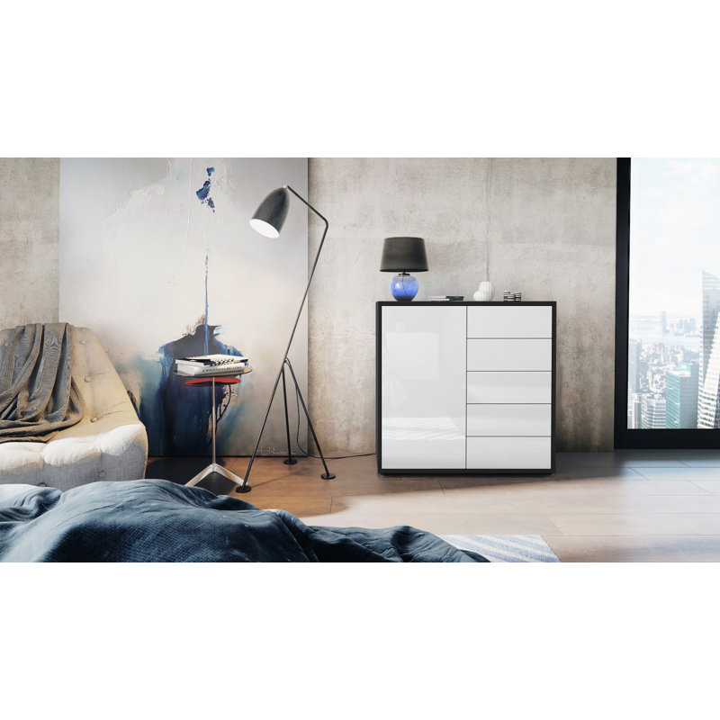 Mcdevitt 79cm Sideboard, Matt Black/Glossy White