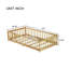 Lit simple au sol avec clôture et porte, lit en bois d'hévéa avec garde-corps de sécurité, naturel-110183359-110183358