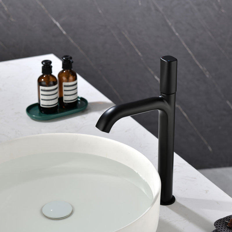 Robinet de lavabo vasque à poignée simple, Noir mat