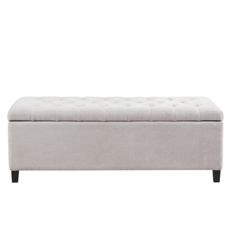 Banc de rangement capitonné à fermeture douce, Naturel