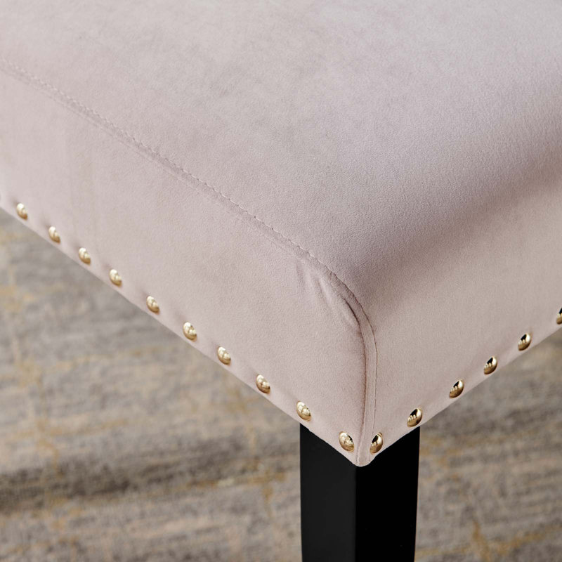 Modway Silver Orchid Lind Velvet Nailhead Trim Dining Side Chairs, Pink