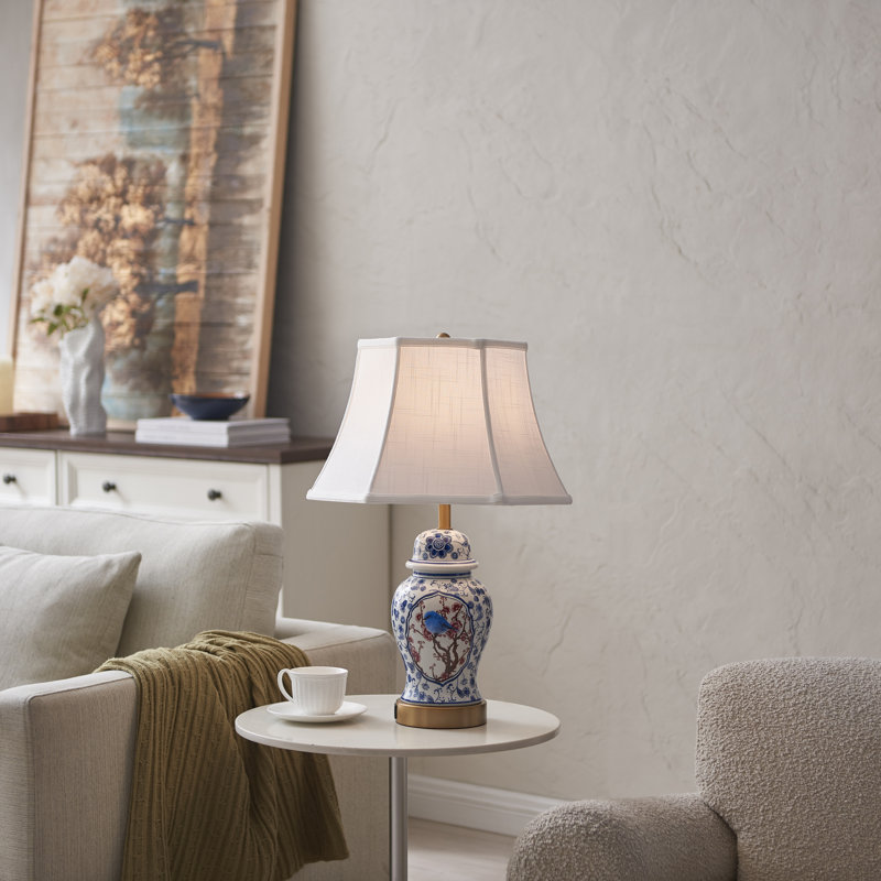 Kennlee 23.7" Ceramic Dimmable Table Lamp With USB Ports & Type C