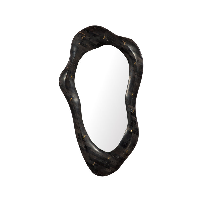 Morphic Petrified Mirror, Wave, Black Frame