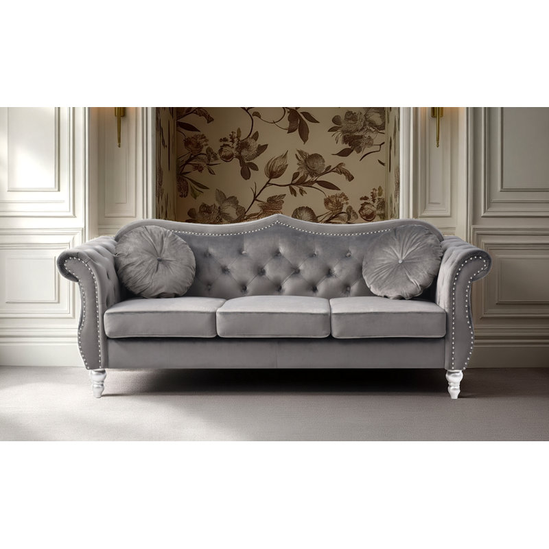 Modla Velvet Fabric Sofa, Dark Gray