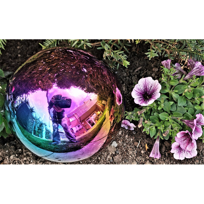 Deilyn Stainless Steel Gazing Ball, Turquoise/Purple/Polished yellow , 20cm H x 20cm W x 20cm D