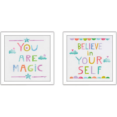 Unicorn Magic V Sq Clouds, ensemble de 2 pièces encadrées